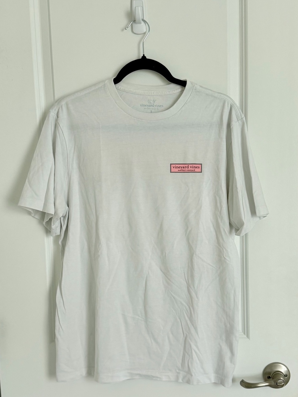 Vineyard Vines White Tee with Pink Logo Patch